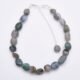 Moss Agate and Labradorite Bracelet with Sterling Silver clasp and extender chain with bead trim, 2nd bracelet, shown viewed from above on plain white surface