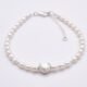 Freshwater Pearl and Brushed Sterling Silver Heart Bracelet Freshwater Pearl and Brushed Sterling Silver Heart Bracelet