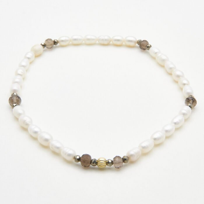 Freshwater Rice Pearl and Smoky Quartz Stretchy Bracelet Freshwater Rice Pearl and Smoky Quartz Stretchy Bracelet