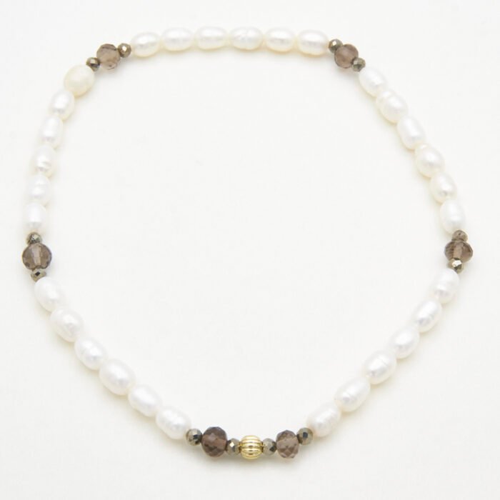 Freshwater Rice Pearl and Smoky Quartz Stretchy Bracelet Freshwater Rice Pearl and Smoky Quartz Stretchy Bracelet