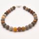 Natural Frosted Ocean Jasper and Sterling Silver Bracelet shown on flat white surface