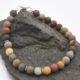 Natural Frosted Ocean Jasper and Sterling Silver Bracelet shown on dark grey stone