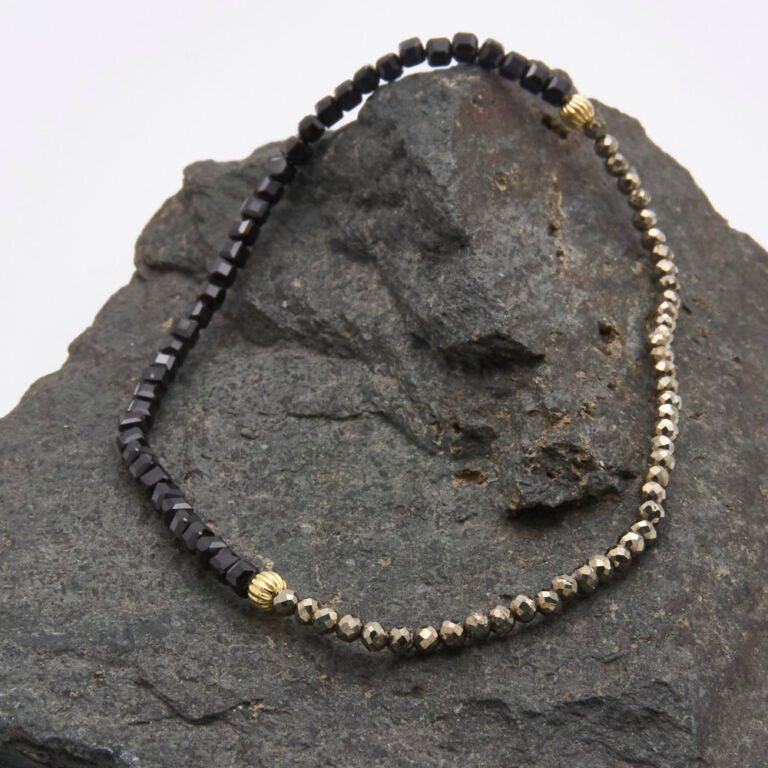Black Spinel and Pyrite Half and Half Bracelet
