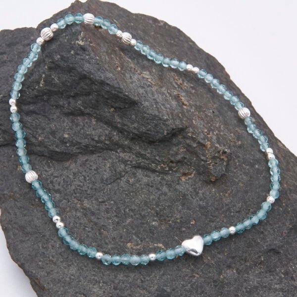 Ocean Apatite and Silver Heart Bracelet Ocean Apatite and Silver Heart Bracelet