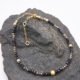 Black Spinel and Pyrite Bracelet with Gold Vermeil Beads and Lobster Clasp