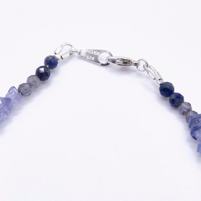 close up of Semi-Precious Stone Sunset Colours Sterling Silver Bracelet clasp