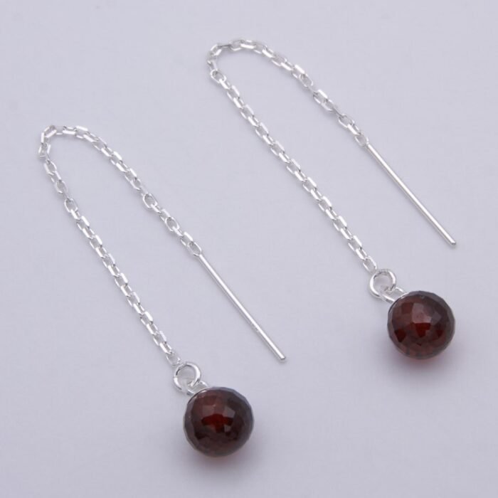 Garnet and Sterling Silver Threader Earrings 2 Garnet and Sterling Silver Threader Earrings