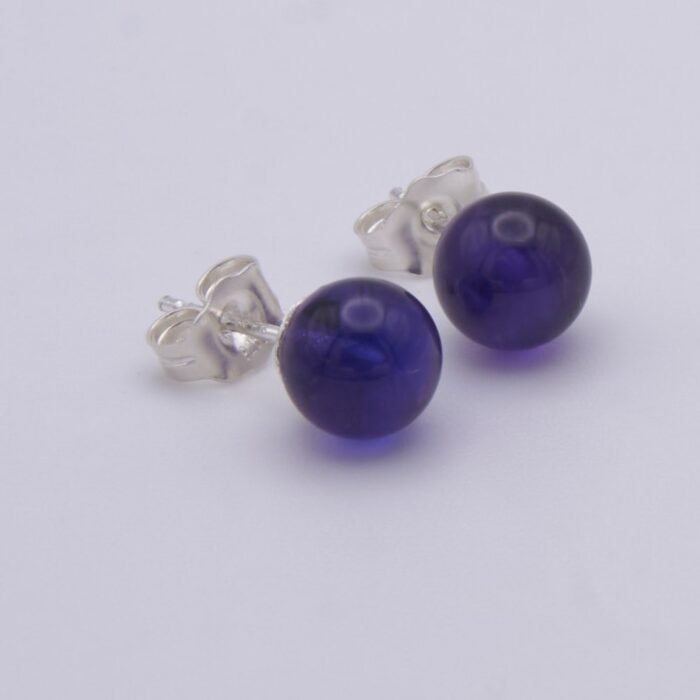 Deep Purple Amethyst Sterling Silver Stud Earrings