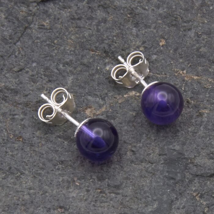 Deep Purple Amethyst Sterling Silver Stud Earrings