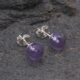 Amethyst Faceted Round Gemstone Sterling Silver Stud Earrings