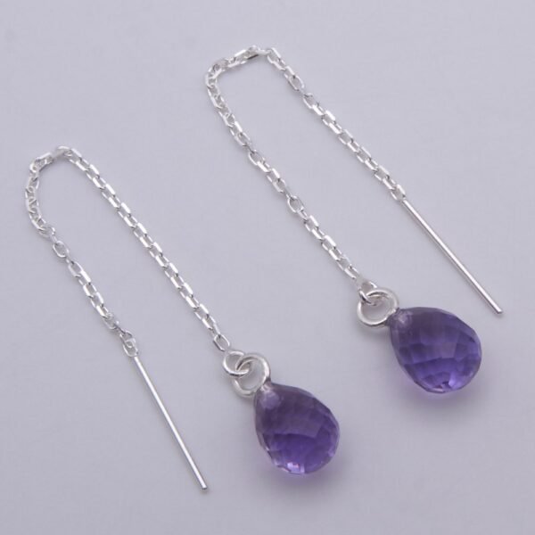 Amethyst and Sterling Silver Threader Earrings