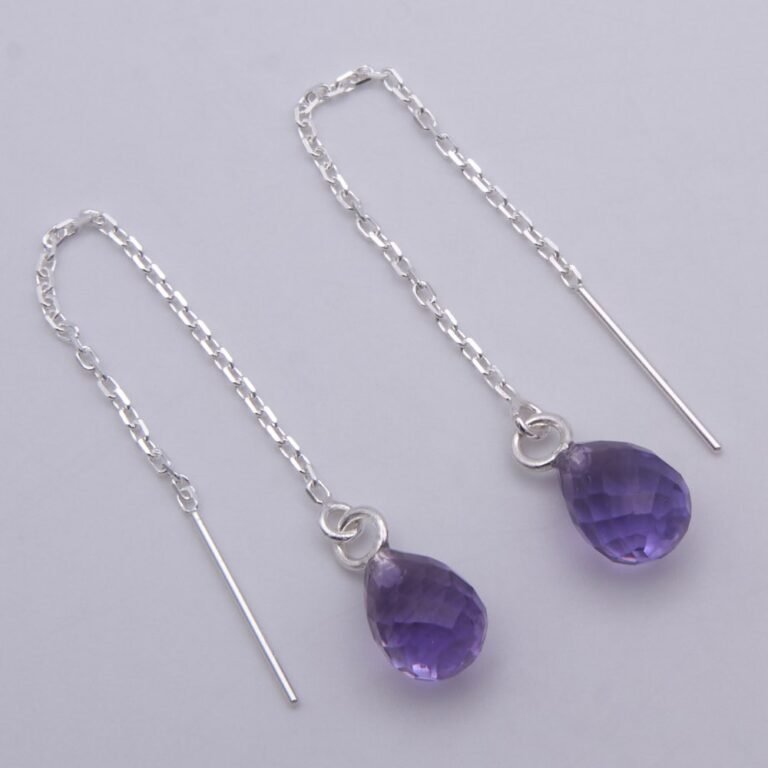 Amethyst and Sterling Silver Threader Earrings