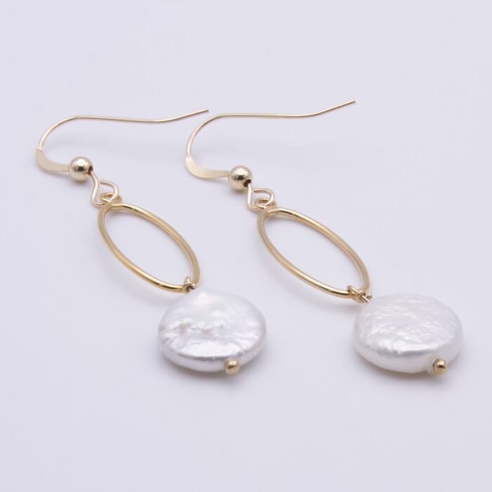 Freshwater Coin Pearl Gold Filled Earrings