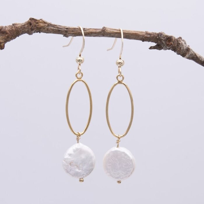 Freshwater Coin Pearl Gold Filled Earrings