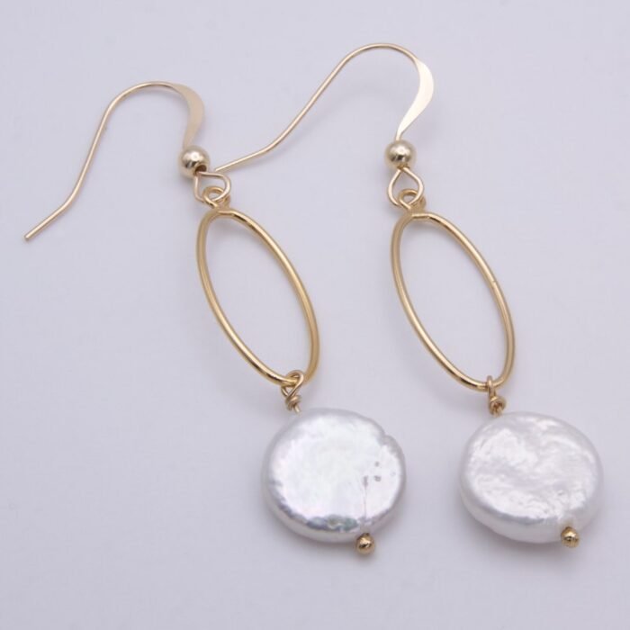 Freshwater Coin Pearl Gold Filled Earrings