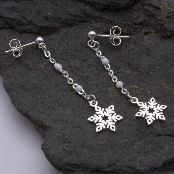 Sterling Silver Snowflake Dangle Earrings