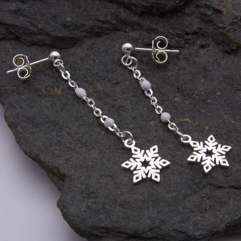 Sterling Silver Snowflake Dangle Earrings
