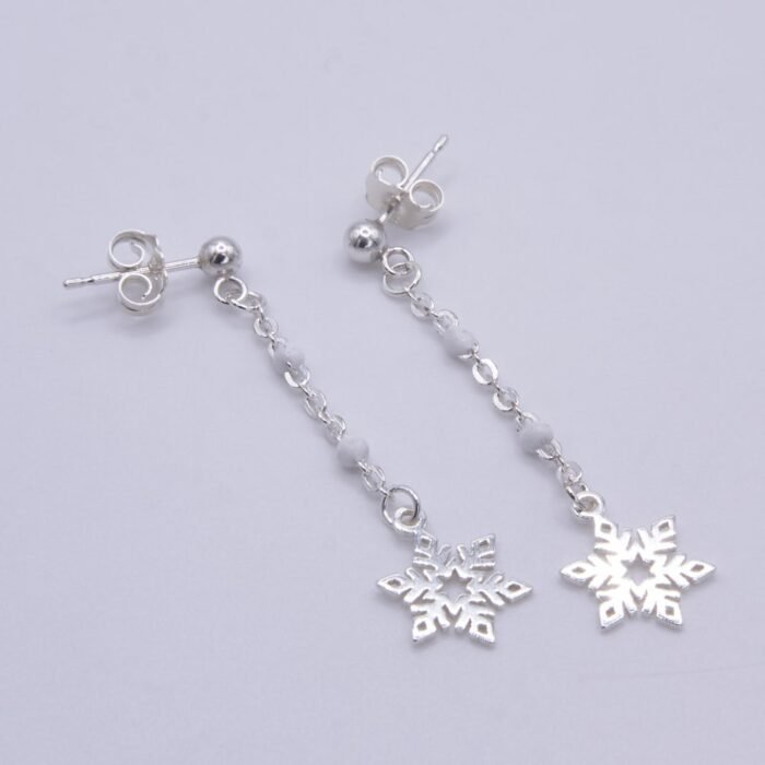 Sterling Silver Snowflake Dangle Earrings
