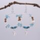Turtle Sterling Silver and Semi-Precious Stone Hoop Earrings hanging
