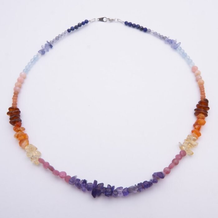 Mixed Gemstone Sunset Colours Choker Necklace