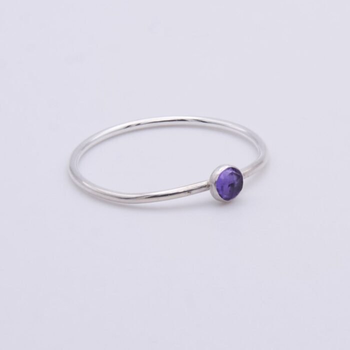 Amethyst Sterling Silver Slimline Ring Size N