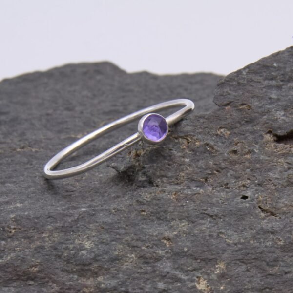 Amethyst Sterling Silver Slimline Ring