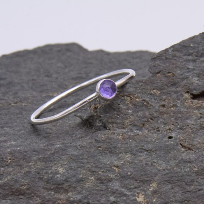Amethyst Sterling Silver Slimline Ring
