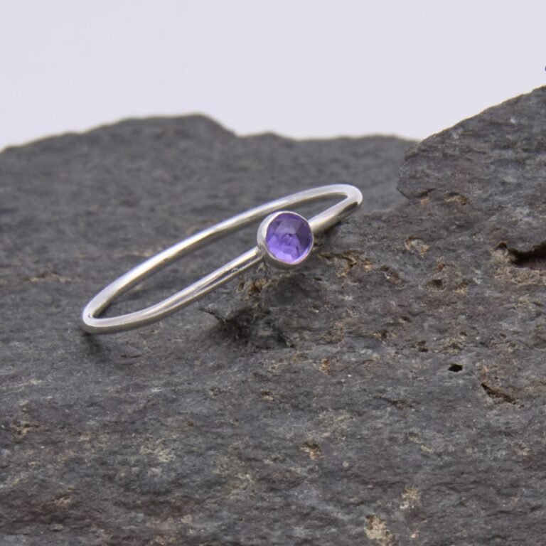 Amethyst Sterling Silver Slimline Ring