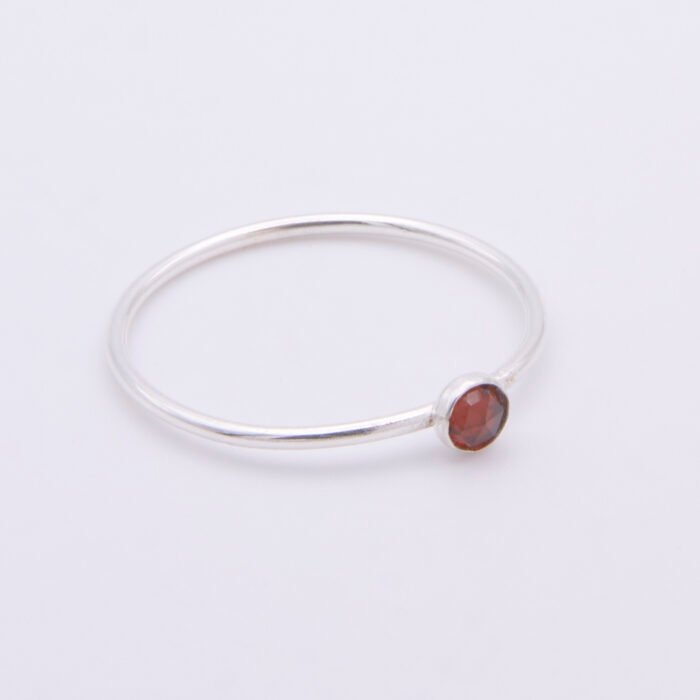 Garnet Sterling Silver Slimline Ring 2 Garnet Sterling Silver Slimline Ring