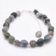 Moss Agate and Labradorite Bracelet shown on plain white surface