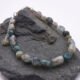 Moss Agate and Labradorite Sterling Silver Bracelet shown on dark grey stone