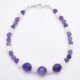Amethyst, Moonstone and Purple Banded Agate Sterling Silver Bracelet
