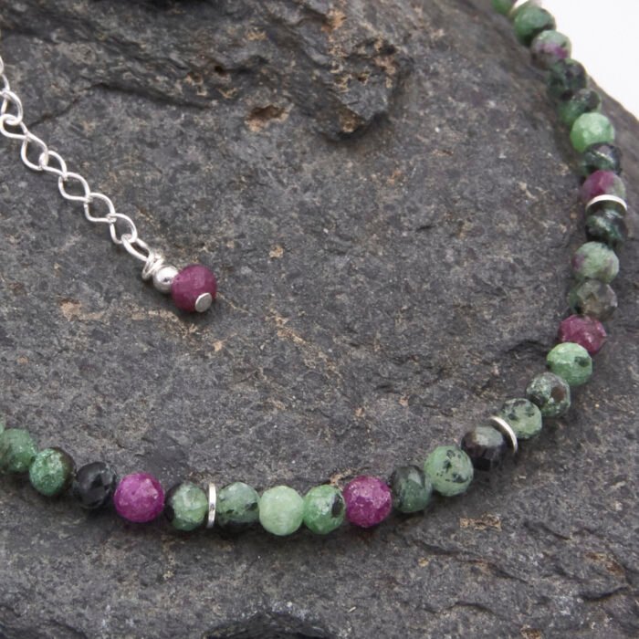 Ruby Zoisite Sterling Silver Bracelet Close Up