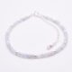 Blue Lace Agate and Sterling Silver Bracelet shown laid flat on a white surface