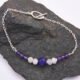 Amethyst, Moonstone and Purple Banded Agate Sterling Silver Bracelet