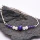 Amethyst, Moonstone and Purple Banded Agate Sterling Silver Bracelet