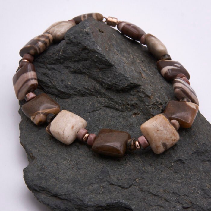 Zebra Jasper and Rhodonite Rose Gold Bracelet