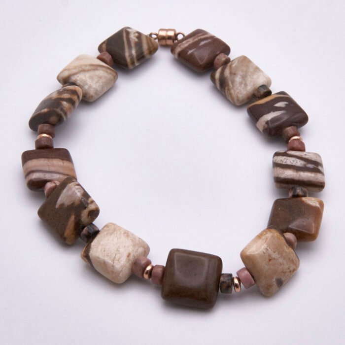 Zebra Jasper and Rhodonite Rose Gold Bracelet