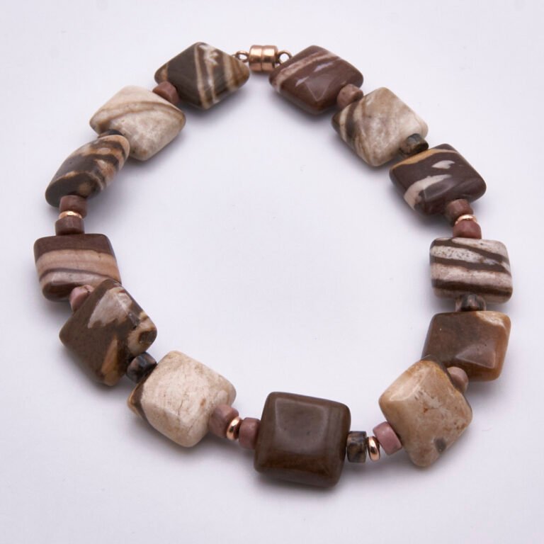 Zebra Jasper and Rhodonite Rose Gold Bracelet