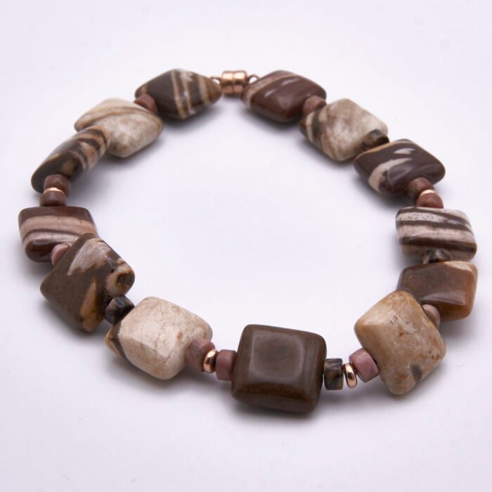 Zebra Jasper and Rhodonite Rose Gold Bracelet