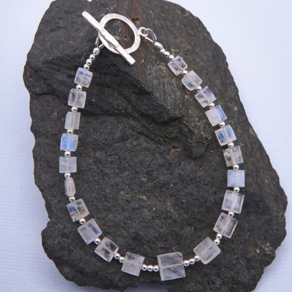 Rainbow Moonstone Faceted Rectangle Bead Bracelet