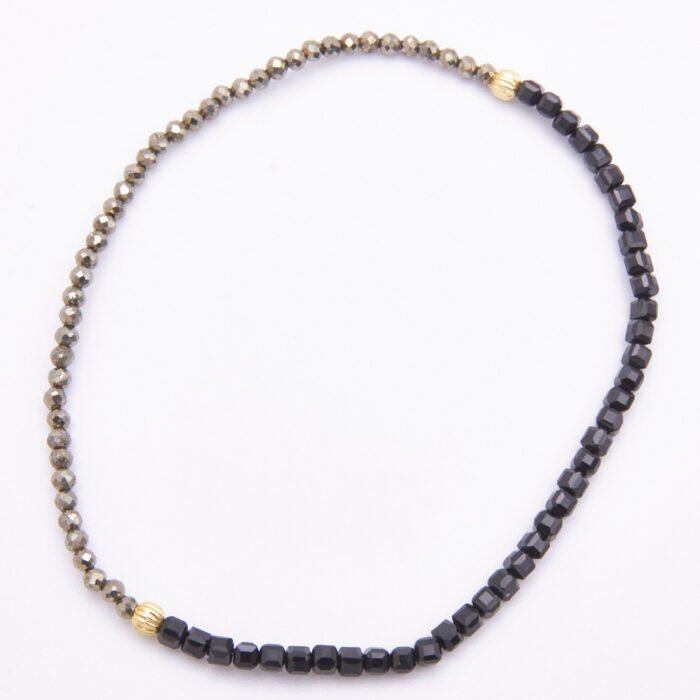 Black Spinel and Pyrite Half and Half Bracelet