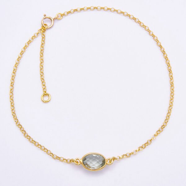 Green Amethyst 24k Gold Plated Bracelet