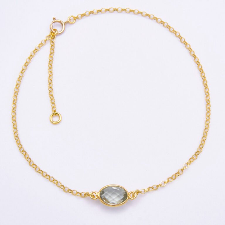 Green Amethyst 24k Gold Plated Bracelet