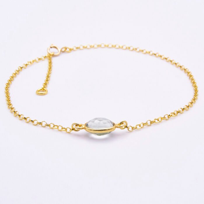 Green Amethyst 24k Gold Plated Bracelet