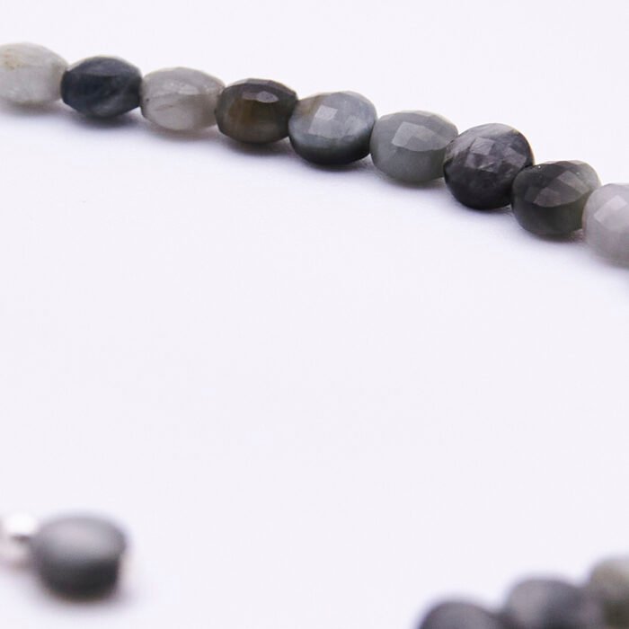 Close up of Hawk's Eye Quartz Sterling Silver Bracelet