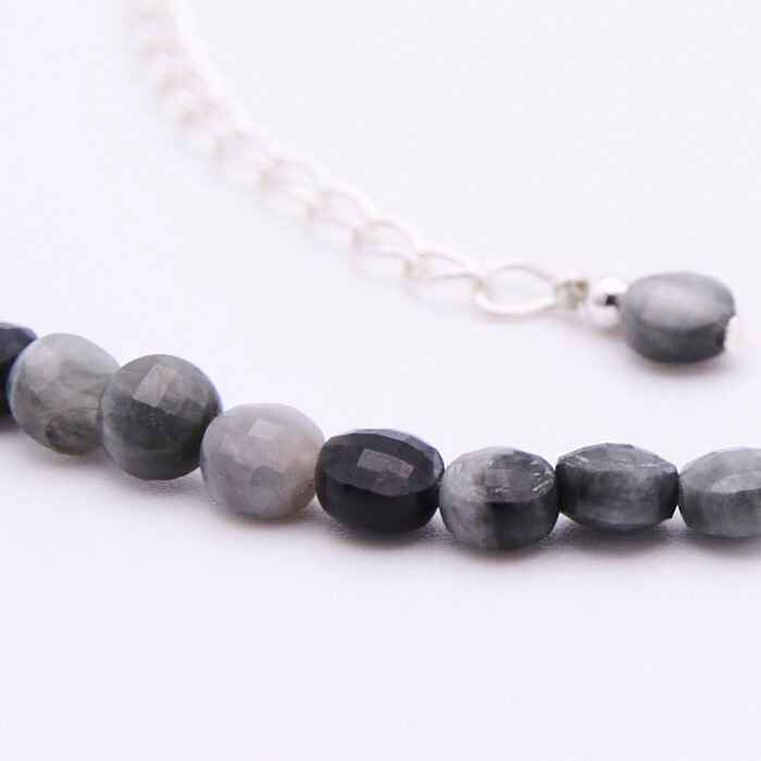 Close up of Hawk's Eye Quartz Sterling Silver Bracelet