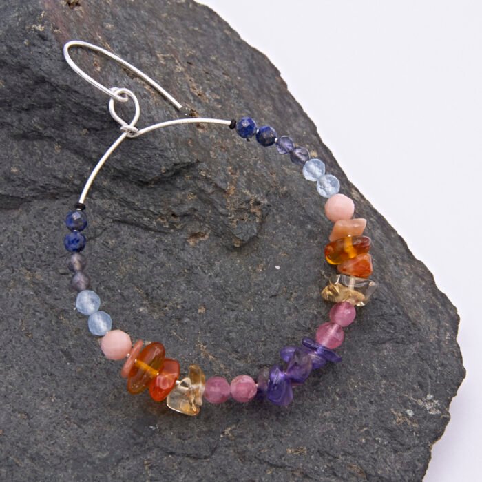Mixed gemstone hoop earrings Mixed gemstone hoop earrings