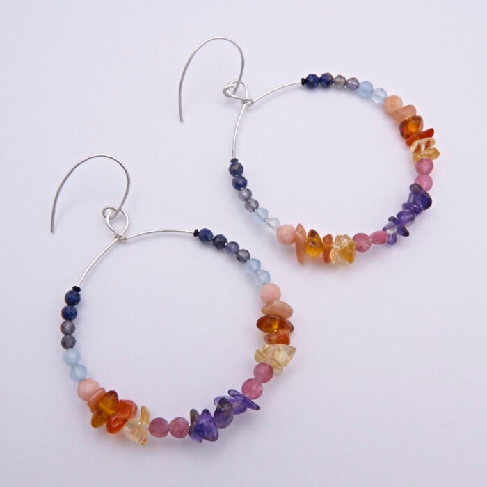 Mixed gemstone hoop earrings Mixed gemstone hoop earrings