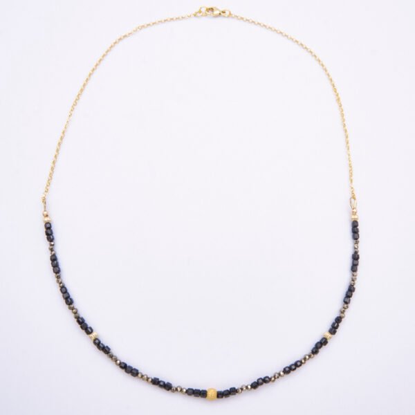 Black Spinel and Pyrite Gold Vermeil Necklace
